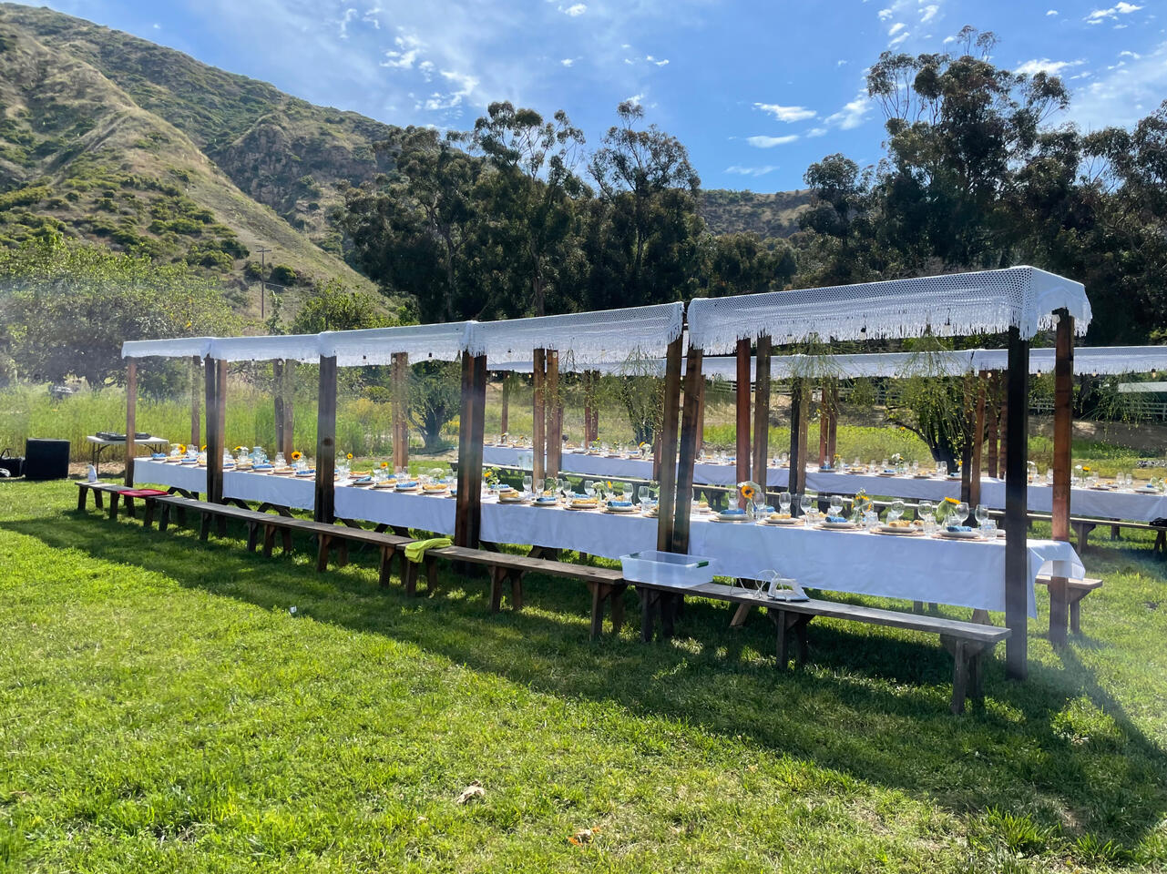 A long, beautiful table at the foot of the mountains on an historic Malibu ranch.