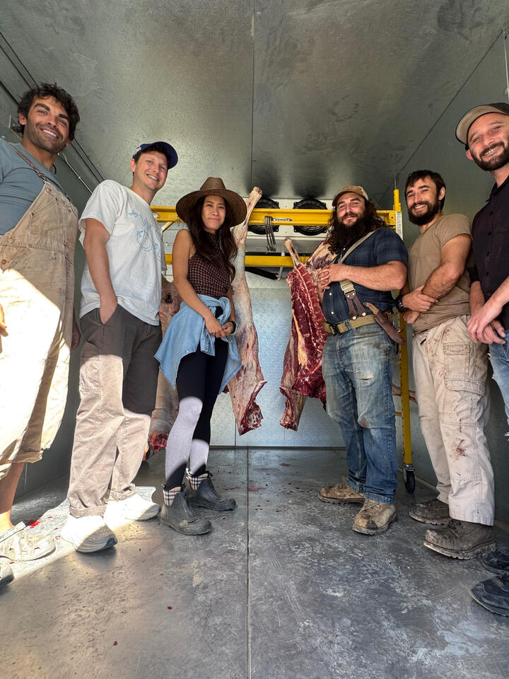 On site for the slaughter. A profoundly moving experience. A stew was prepared with the heart and the tongue.